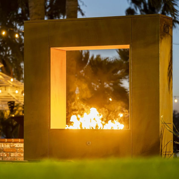 The Outdoor Plus Williams See-through Corten Steel Outdoor Gas Fireplace
