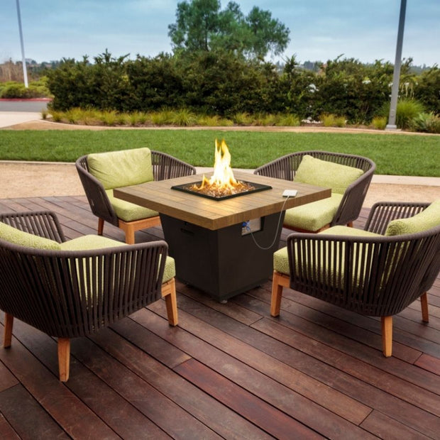 Reclaimed Wood Cosmopolitan Square Dining Firetable by American Fyre Designs