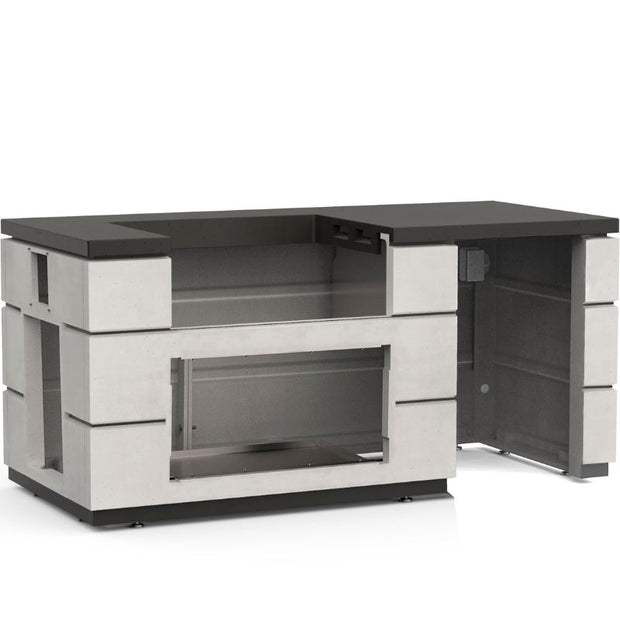 Fire Magic 77" Contemporary Outdoor Pizza Oven Kitchen Island with Refrigerator