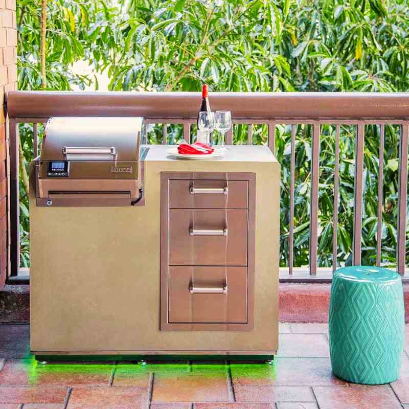 Fire Magic E251 Electric Grill with Outdoor Kitchen Island